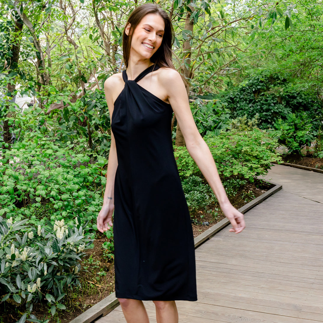 Black Silk Halter Dresses