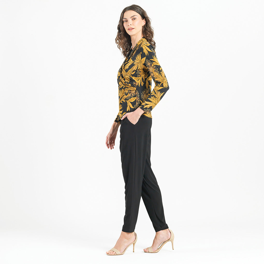 V-Neck Draped Pleat Top - Baroque Paisley – Clara Sunwoo