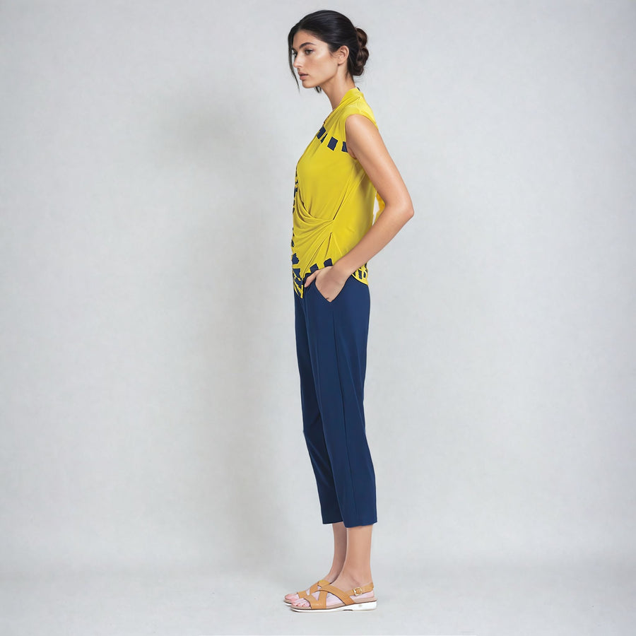 Crossover Faux Wrap Top - Track Line-Yellow - Final Sale!