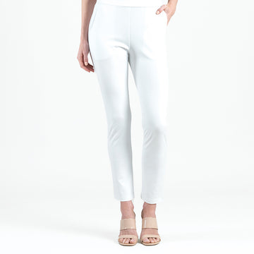 Rayon-Ponte Knit - Straight Leg Pocket Pant - White