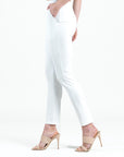 Rayon-Ponte Knit - Straight Leg Pocket Pant - White