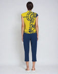 Crossover Faux Wrap Top - Track Line-Yellow - Final Sale!