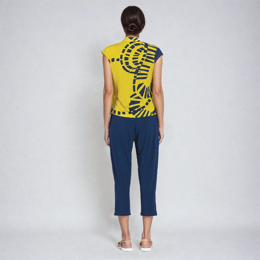 Crossover Faux Wrap Top - Track Line-Yellow - Final Sale!