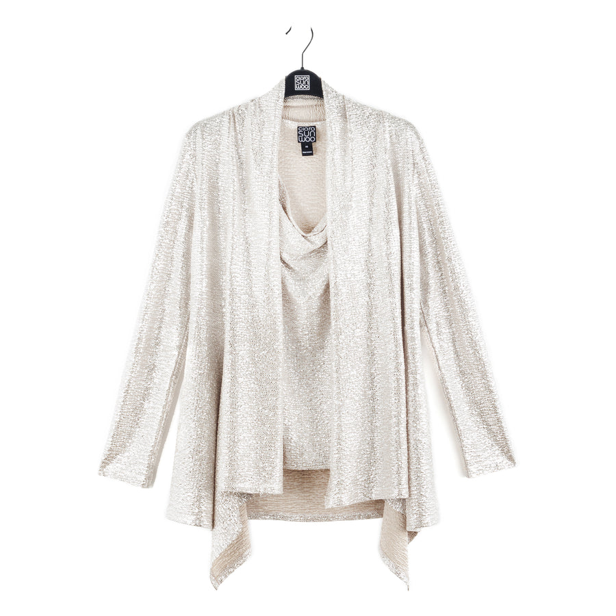 Crinkle Shimmer - 2pc Cardigan & Cowl Tank Twinset - Champagne - Limited Edition!