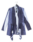 Silky Pleat Knit - 2pc Draped Cardigan & Tank Twinset - Lunar Stripe