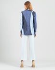 Silky Pleat Knit - 2pc Draped Cardigan & Tank Twinset - Lunar Stripe