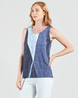 Silky Pleat Knit - 2pc Draped Cardigan & Tank Twinset - Lunar Stripe