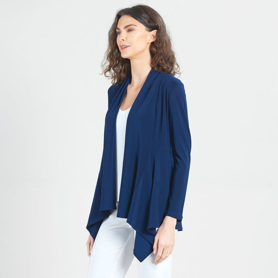 Drape Tunic Cardigan - Navy – Clara Sunwoo