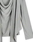 Soft Pleat Knit - 2pc Cardigan & Cowl Tank Twinset - Olive