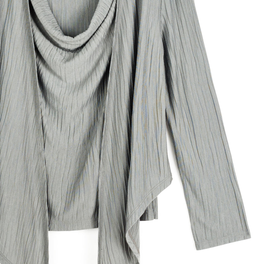 Soft Pleat Knit - 2pc Cardigan & Cowl Tank Twinset - Olive