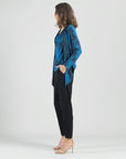 Crinkle Pleat Knit - 2pc Cardigan & Cowl Tank Twinset - Water Ripple-Cobalt