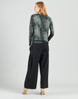 Crinkle Pleat Knit - 2pc Cardigan & Cowl Tank Twinset - Water Ripple-Olive