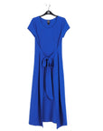 Soft Textured Rayon - Wrap Overlay Center Tie Midi Dress - Cobalt - Limited Sizes!