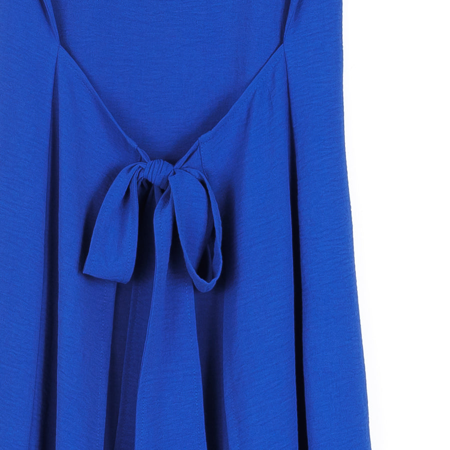 Soft Textured Rayon - Wrap Overlay Center Tie Midi Dress - Cobalt - Limited Sizes!