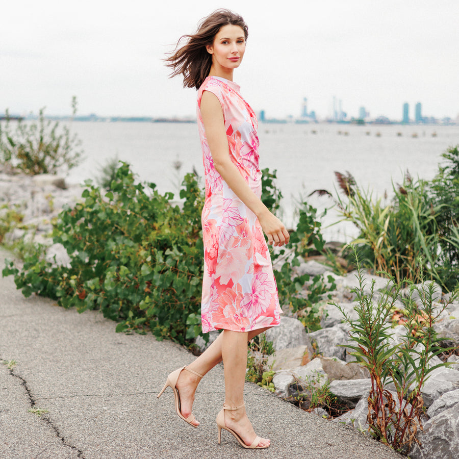 Butter Knit - Side Slit Midi Dress - Sunset Petals