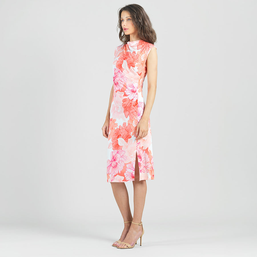 Butter Knit - Side Slit Midi Dress - Sunset Petals