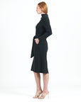 Chunky Ribbed - Tie Waist Pocket Midi Sweater Dress - Black - Final Sale!