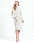 Chunky Ribbed - Tie Waist Pocket Midi Sweater Dress - Sand - Final Sale!