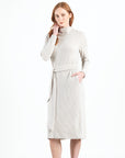 Chunky Ribbed - Tie Waist Pocket Midi Sweater Dress - Sand - Final Sale!