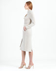 Chunky Ribbed - Tie Waist Pocket Midi Sweater Dress - Sand - Final Sale!