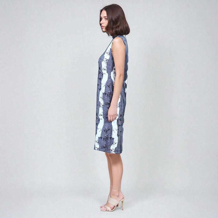 Mock Neck Midi Sheath Dress - Diamond Grey-Scale - Final Sale!