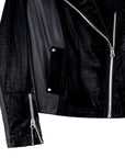 Vinyl - Liquid Leather™ Panel Zip Cuff Pocket Jacket - Black