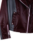 Vinyl - Liquid Leather™ Panel Zip Cuff Pocket Jacket - Mulberry