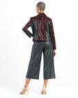 Vinyl - Liquid Leather™ Panel Zip Cuff Pocket Jacket - Mulberry