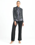 Liquid Leather™ Cropped Tuxedo Blazer - Black