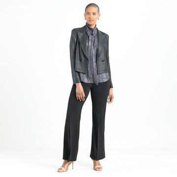 Liquid Leather™ Cropped Tuxedo Blazer - Black