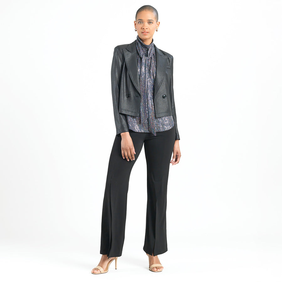 Liquid Leather™ Cropped Tuxedo Blazer - Black - Limited Sizes!