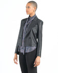 Liquid Leather™ Cropped Tuxedo Blazer - Black - Limited Sizes!