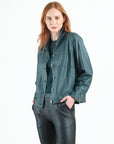 Liquid Leather™ Button Closure Pocket Jacket - Hunter Green