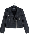 Liquid Leather™ Zip Cuff Moto Waist Jacket - Black