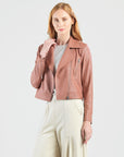 Liquid Leather™ Zip Cuff Moto Waist Jacket - Tan