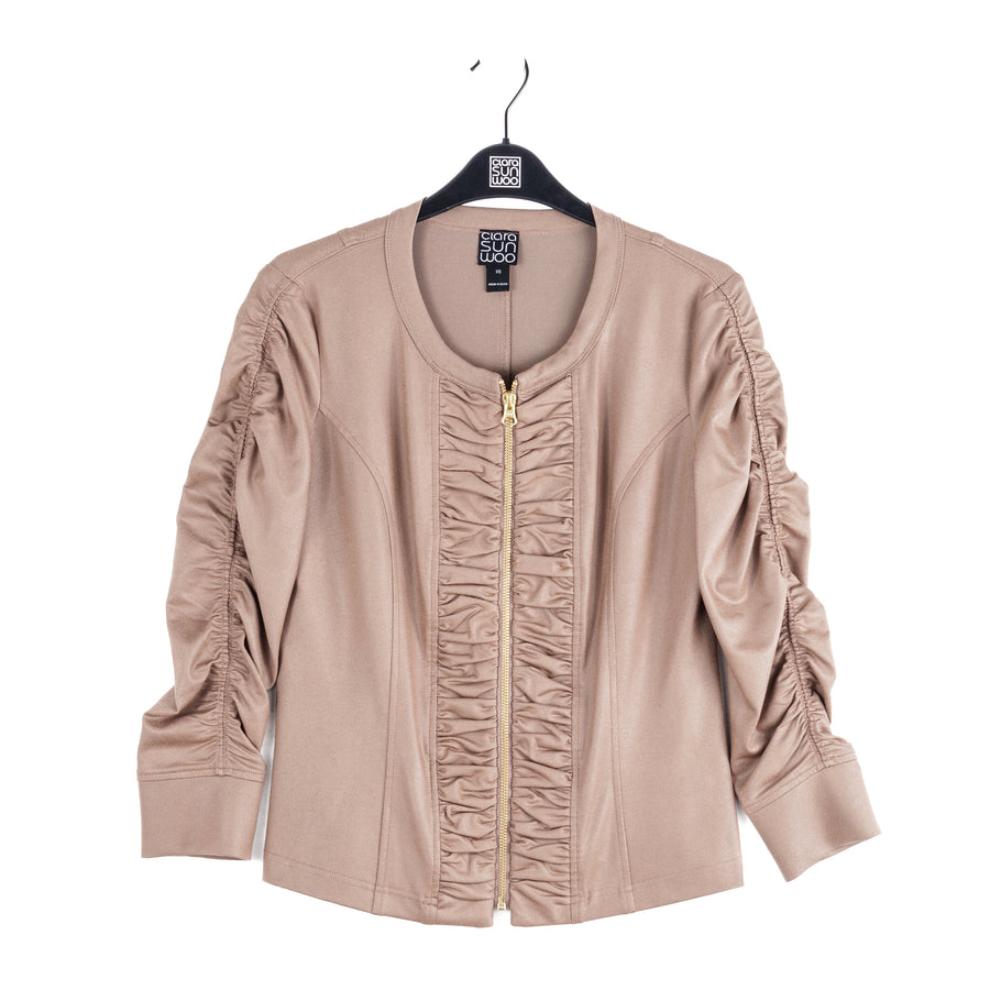 Liquid Leather™ Ruched Detail Jacket - Taupe