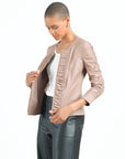 Liquid Leather™ Ruched Detail Jacket - Taupe