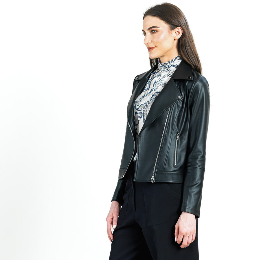 Liquid Leather™ Sheen Moto Zip Jacket - Black – Clara Sunwoo