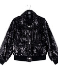 Crushed Faux Fur - Shimmer Embellished Bomber Jacket - Black - Limited Edition!