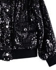 Crushed Faux Fur - Shimmer Embellished Bomber Jacket - Black - Limited Edition!