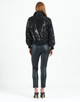 Crushed Faux Fur - Shimmer Embellished Bomber Jacket - Black - Limited Edition!