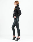 Crushed Faux Fur - Shimmer Embellished Bomber Jacket - Black - Limited Edition!