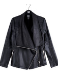 Liquid Leather™ Drape Neck Zip Jacket - Black