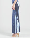 Silky Pleat Knit - Palazzo Pant - Lunar Stripe