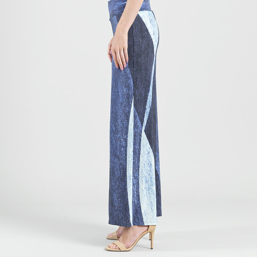 Silky Pleat Knit - Palazzo Pant - Lunar Stripe