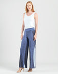 Silky Pleat Knit - Palazzo Pant - Lunar Stripe