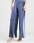 Silky Pleat Knit - Palazzo Pant - Lunar Stripe