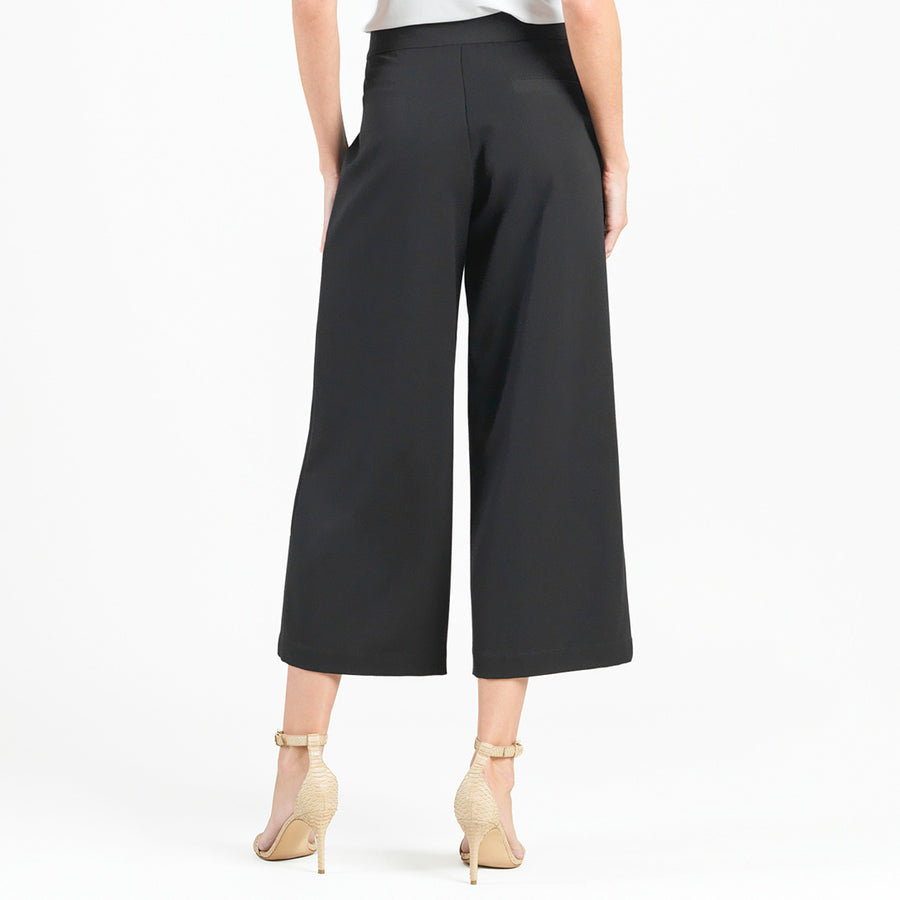 Woven Twill - Zip Closure Front Pocket Cropped Trouser - Black - Final Sale!