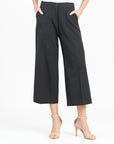 Woven Twill - Zip Closure Front Pocket Cropped Trouser - Black - Final Sale!