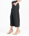 Woven Twill - Zip Closure Front Pocket Cropped Trouser - Black - Limited Sizes!